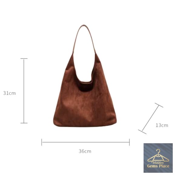 Large Slouchy Suede Hobo Tote Shoulder Bag with Top Handle - Picture 6 of 7
